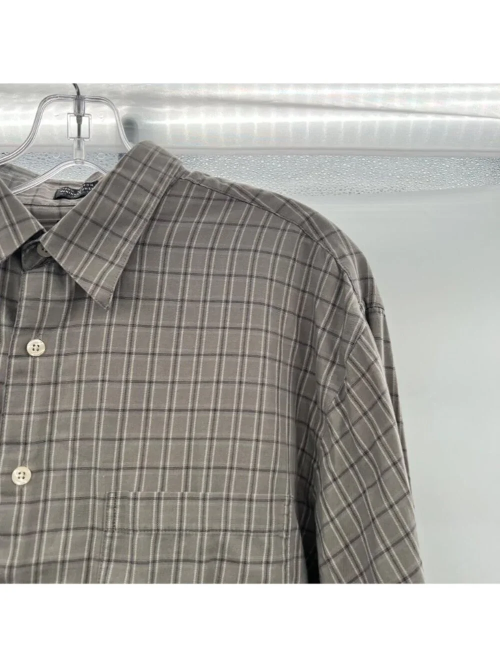 Arrow Men's Long Sleeve Button Up Plaid Shirt Gray/Multi Size Large Tall Cotton